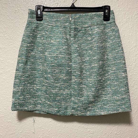 zara mini skirt small S green tweeted pockets textured weave chic made spain an - Picture 7 of 10